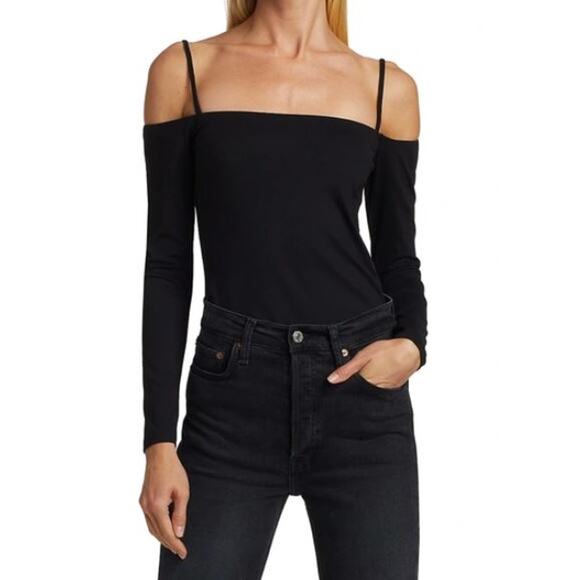 Susana Monaco Thin Strap Cold Shoulder Top in Black NWT Size XS - Picture 1 of 8
